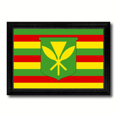 Kanaka Maoli City Hawaii State Flag Canvas Print Black Picture Frame