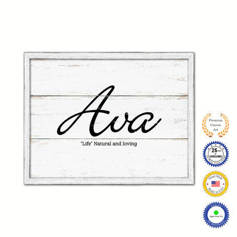 Zoey Name Plate White Wash Wood Frame Canvas Print Boutique Cottage Decor Shabby Chic