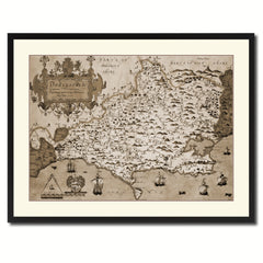 Atlas Of England & Wales Vintage Sepia Map Canvas Print, Picture Frame Gifts Home Decor Wall Art Decoration