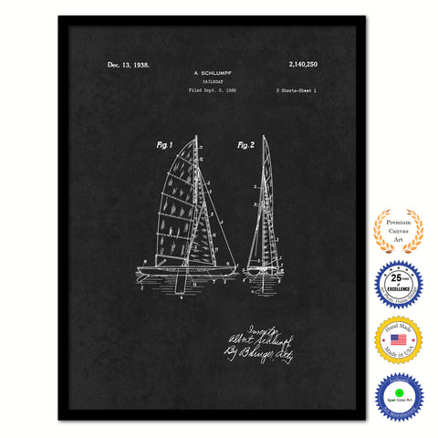 1983 Sailboat Old Patent Art Print on Canvas Custom Framed Vintage Home Decor Wall Decoration Great for Gifts