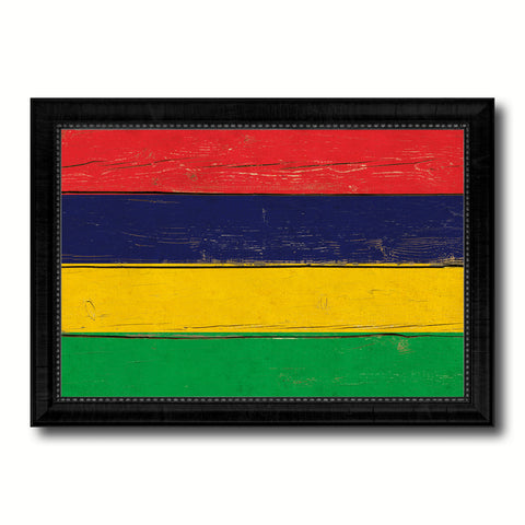 Mauritius Country Flag Vintage Canvas Print with Black Picture Frame Home Decor Gifts Wall Art Decoration Artwork