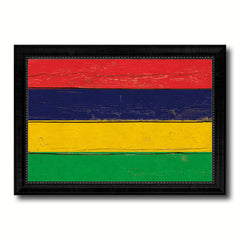 Mauritius Country Flag Vintage Canvas Print with Black Picture Frame Home Decor Gifts Wall Art Decoration Artwork