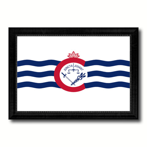 Cincinnati City Ohio State Flag Canvas Print Black Picture Frame