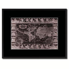 Geographic Vintage Vivid Sepia Map Canvas Print, Picture Frames Home Decor Wall Art Decoration Gifts