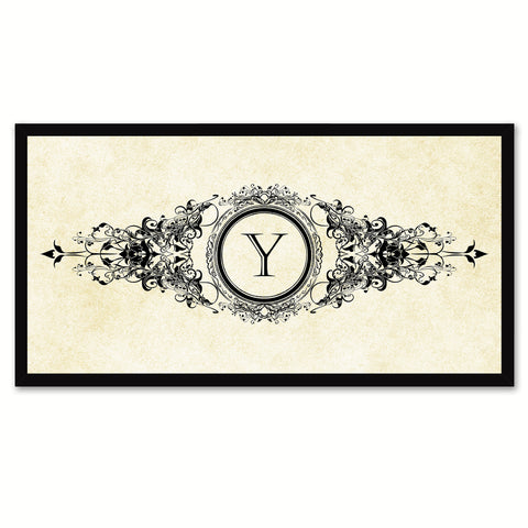 Alphabet Letter Y White Canvas Print, Black Custom Frame