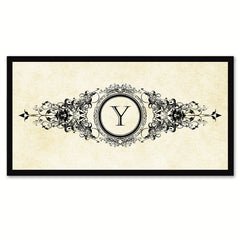 Alphabet Letter Y White Canvas Print, Black Custom Frame