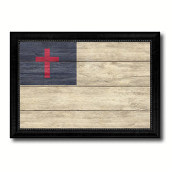 Kayso Christian Religious Flag Texture Canvas Print with Black Picture Frame Gift Ideas Home Decor Wall Art
