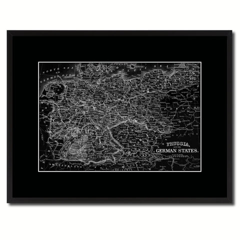 Prussia Germany Vintage Monochrome Map Canvas Print, Gifts Picture Frames Home Decor Wall Art
