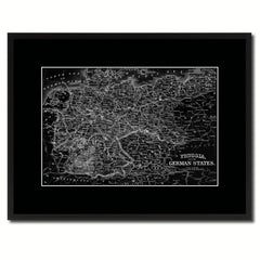 Prussia Germany Vintage Monochrome Map Canvas Print, Gifts Picture Frames Home Decor Wall Art