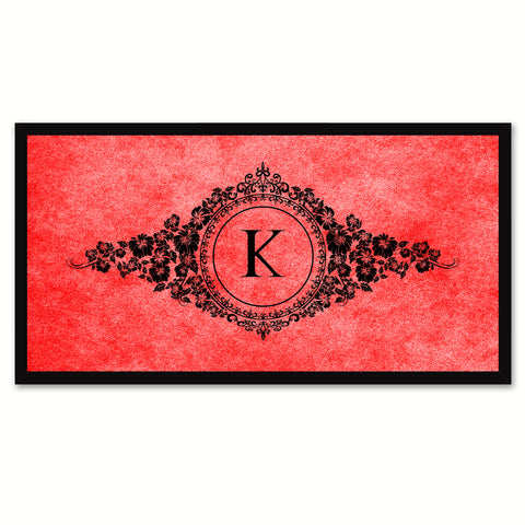 Alphabet Letter K Red Canvas Print, Black Custom Frame