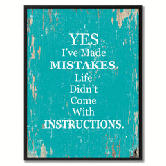 Yes I've Made Mistakes Saying Canvas Print, Black Picture Frame Home Decor Wall Art Gifts