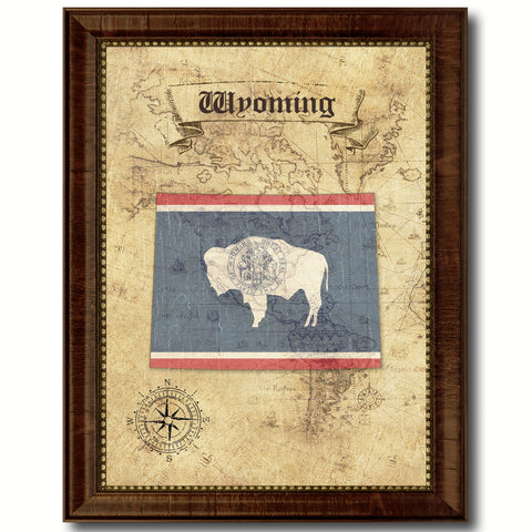 Wyoming State Vintage Map Home Decor Wall Art Office Decoration Gift Ideas