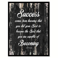 Success comes from knowing that you did your best to become the best that you are capable of becoming Quote Saying Canvas Print with Picture Frame Home Decor Wall Art