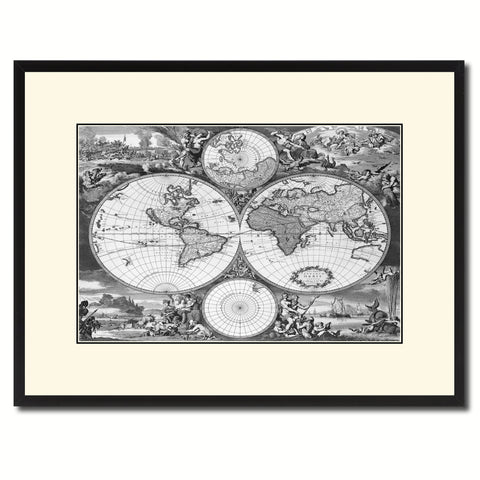 Frederick Ee Wit   Vintage B&W Map Canvas Print, Picture Frame Home Decor Wall Art Gift Ideas