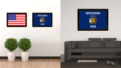 Wisconsin State Flag Canvas Print with Custom Black Picture Frame Home Decor Wall Art Decoration Gifts
