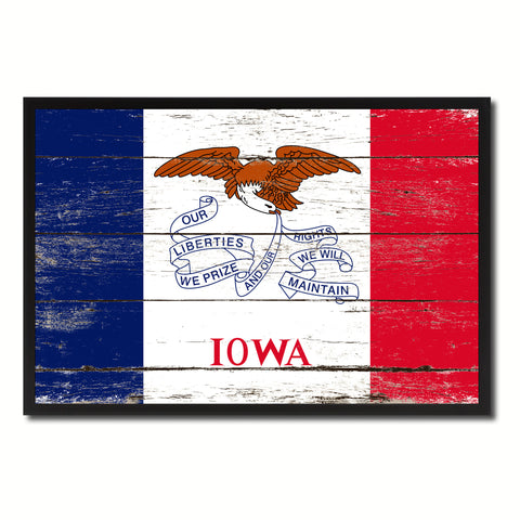 Iowa State Flag Vintage Canvas Print with Black Picture Frame Home DecorWall Art Collectible Decoration Artwork Gifts