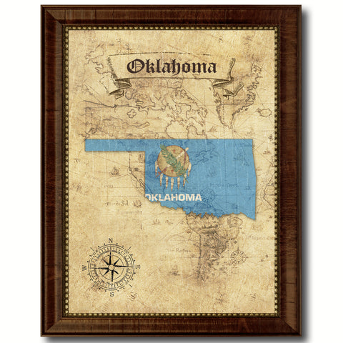 Oklahoma State Vintage Map Gifts Home Decor Wall Art Office Decoration