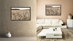 Barley paddy Sepia Landscape decor, National Park, Sightseeing, Attractions, Black Frame