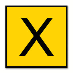 Alphabet X Yellow Canvas Print Black Frame Kids Bedroom Wall Décor Home Art
