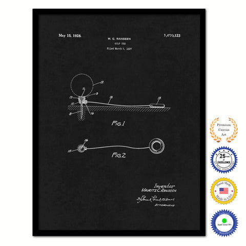 1928 Golf Tee Old Patent Art Print on Canvas Custom Framed Vintage Home Decor Wall Decoration Great for Gifts