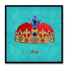 Lady Aqua Canvas Print Black Frame Kids Bedroom Wall Home Décor