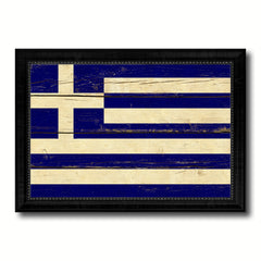 Greece Country Flag Vintage Canvas Print with Black Picture Frame Home Decor Gifts Wall Art Decoration Artwork