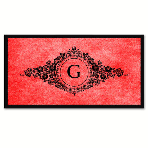 Alphabet Letter G Red Canvas Print, Black Custom Frame