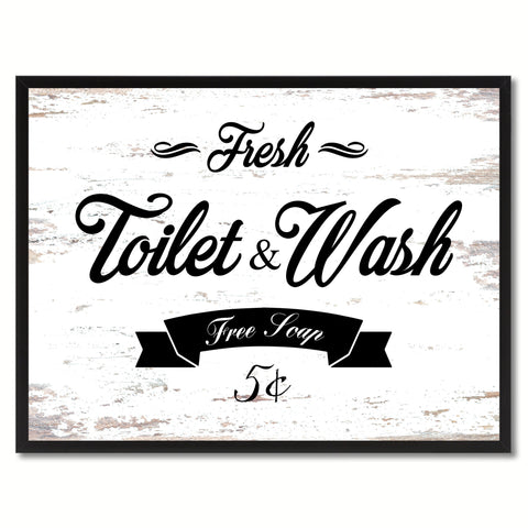 Fresh Toilet & Wash Vintage Sign White Canvas Print Home Decor Wall Art Gifts Picture Frames