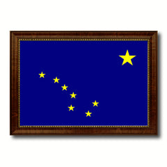 Alaska State Flag Canvas Print with Custom Brown Picture Frame Home Decor Wall Art Decoration Gifts