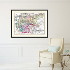 Prussia Germany Vintage Antique Map Wall Art Home Decor Gift Ideas Canvas Print Custom Picture Frame
