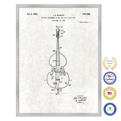 1934 Violin Old Patent Art Print on Canvas Custom Framed Vintage Home Decor Wall Decoration Great for Gifts