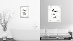 Love Never Fails Vintage Saying Gifts Home Decor Wall Art Canvas Print with Custom Picture Frame