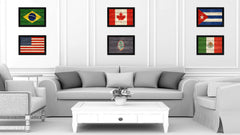 Guam US Territory Texture Flag Canvas Print Black Picture Frame