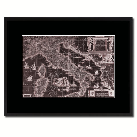 Italy Vintage Vivid Sepia Map Canvas Print, Picture Frames Home Decor Wall Art Decoration Gifts