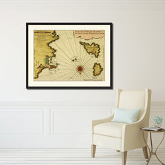 Sicily West Aegadian Islands Vintage Antique Map Wall Art Home Decor Gift Ideas Canvas Print Custom Picture Frame
