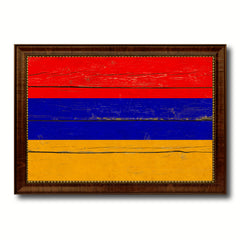 Armenia Country Flag Vintage Canvas Print with Brown Picture Frame Home Decor Gifts Wall Art Decoration Artwork