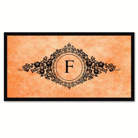 Alphabet Letter F Orange Canvas Print, Black Custom Frame