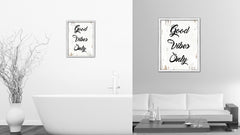 Good Vibes Only Vintage Saying Gifts Home Decor Wall Art Canvas Print with Custom Picture Frame