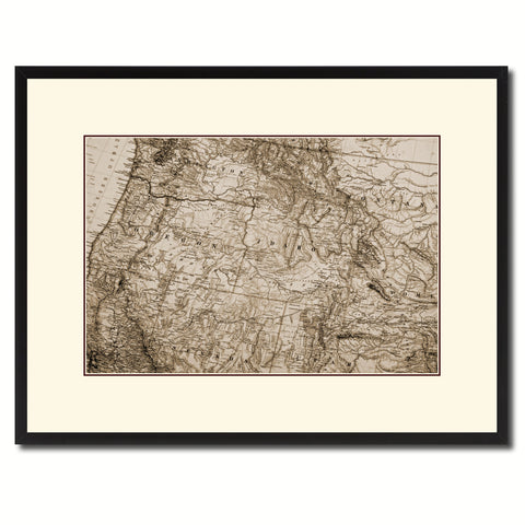 Us Pacific Northwest Vintage Sepia Map Canvas Print, Picture Frame Gifts Home Decor Wall Art Decoration