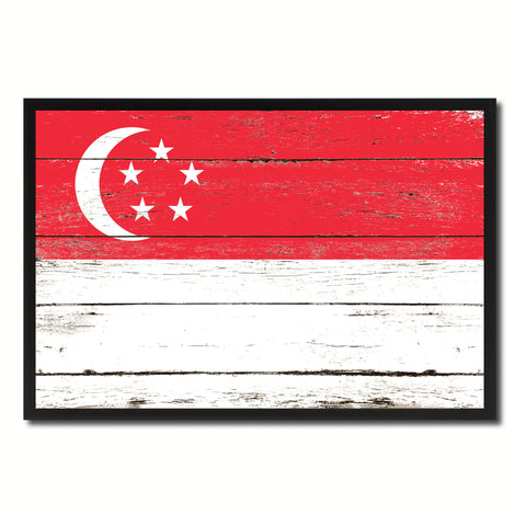 Singapore Country National Flag Vintage Canvas Print with Picture Frame Home Decor Wall Art Collection Gift Ideas