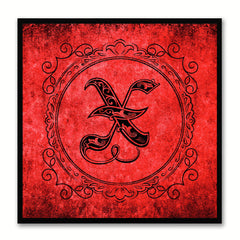 Alphabet X Red Canvas Print Black Frame Kids Bedroom Wall Décor Home Art