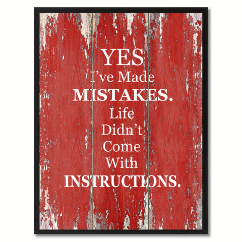 Yes I've Made Mistakes Saying Canvas Print, Black Picture Frame Home Decor Wall Art Gifts