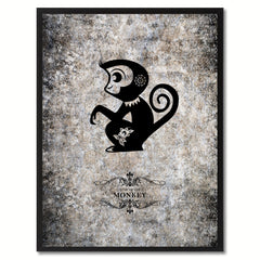 Zodiac Monkey Horoscope Canvas Print, Black Picture Frame Home Decor Wall Art Gift