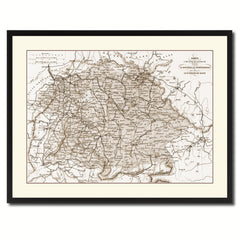 Southern Germany: Bavaria Wurttemberg Hesse Vintage Sepia Map Canvas Print, Picture Frame Gifts Home Decor Wall Art Decoration