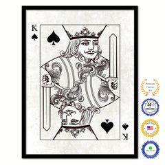 King Spades Poker Decks of Vintage Cards Print on Canvas Black Custom Framed