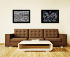 Germany Bavaria Vintage Monochrome Map Canvas Print, Gifts Picture Frames Home Decor Wall Art