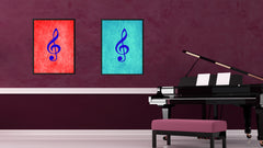 Treble Music Aqua Canvas Print Pictures Frames Office Home Décor Wall Art Gifts