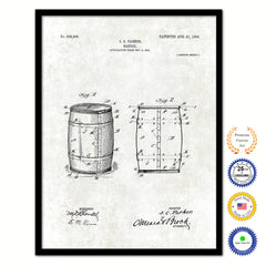 1906 Parker Wine Barrel Old Patent Art Print on Canvas Custom Framed Vintage Home Decor Wall Decoration Great for Gifts