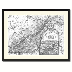 Quebec Montreal Vintage B&W Map Canvas Print, Picture Frame Home Decor Wall Art Gift Ideas