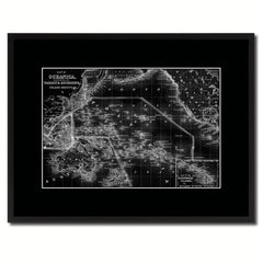Oceania Vintage Monochrome Map Canvas Print, Gifts Picture Frames Home Decor Wall Art
